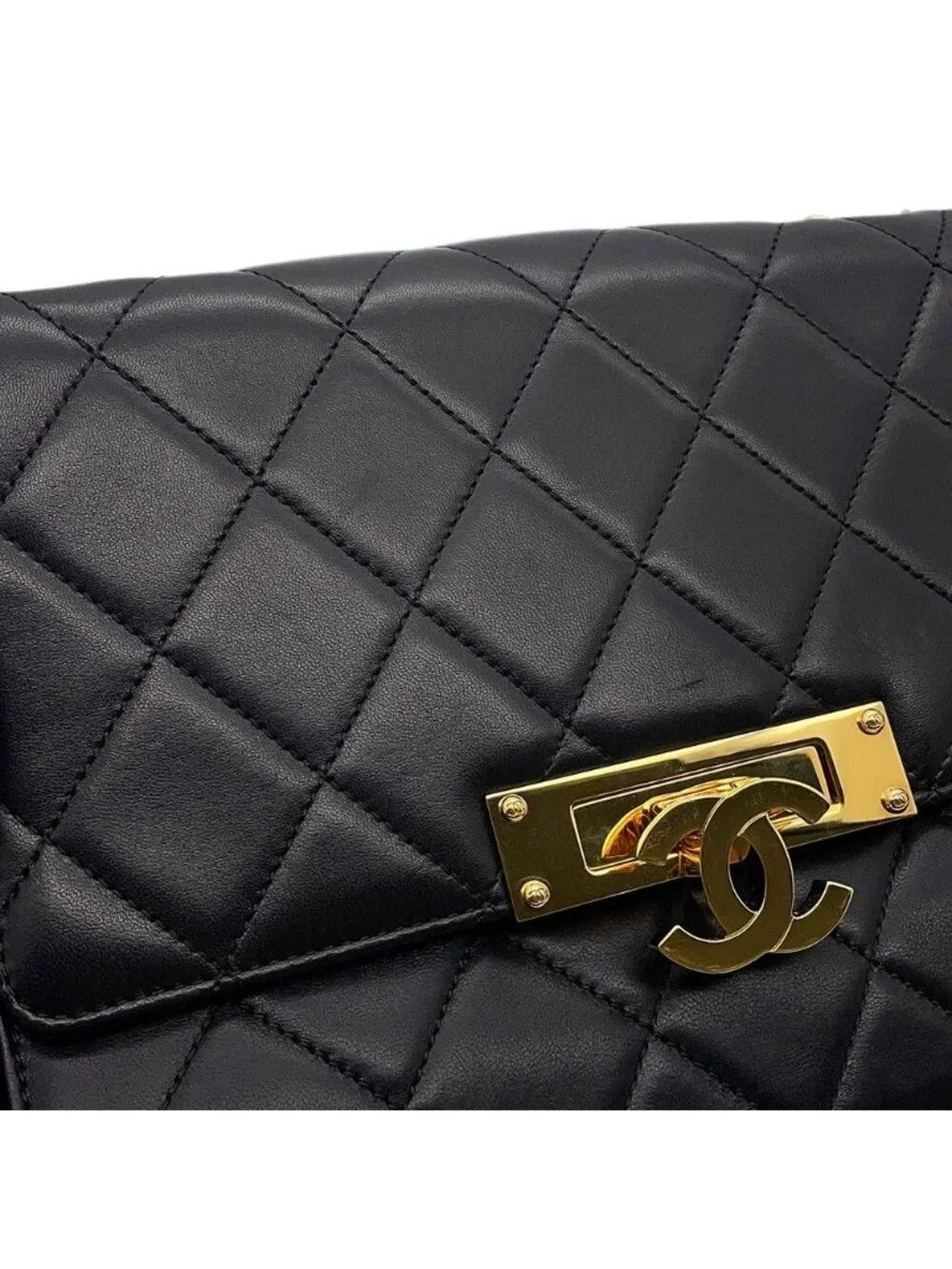 Chanel Chain Shoulder Bag Quilted CC Logo Coco Lock Double Black